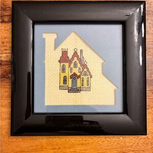 Framed Cross-Stitch House Art